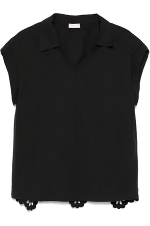 Liu Jo Topp, Dam, M, Bomull, Svart Polo Ärmlös T-shirt