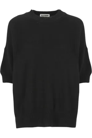Jil Sander Stickade tröjor & koftor, Dam, L, Svart Ribbstickad Tröja