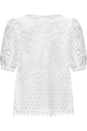 Silvian Heach Blusar & Skjortor , Dam, M, Polyester, Blus i perforerad spets med puffärmar