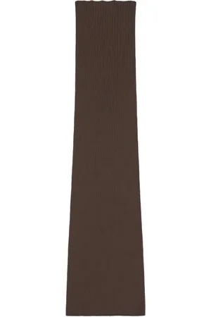 Max Mara Kjol, Dam, S, Polyester, Brun Ribbad Långkjol