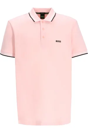 HUGO BOSS Topp, Herr, 2Xl, Rosa Kortärmad Broderad Tröja