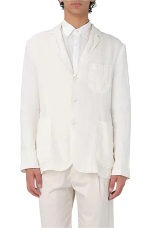 Aspesi Jacka, Herr, L, Linne, Vit Linne Blazer Klassisk Passform