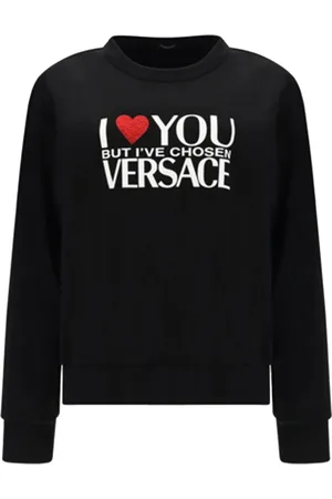 VERSACE Sweatshirts & Hoodies, Dam, 2Xs, Bomull, Svart Bomull Logo Sweatshirt