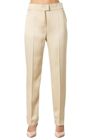 Max Mara Byxor, Dam, M, Satin cigarettbyxor i elfenben