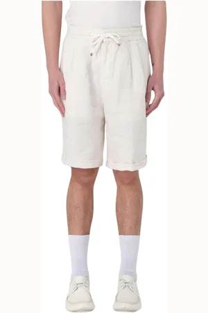 Brunello Cucinelli Shorts, Herr, L, Linne, Blå Linne Avslappnade Shorts