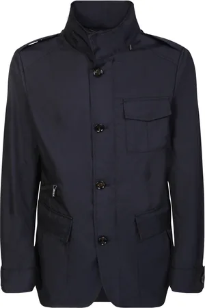 MOORER Jacka, Herr, 2Xl, Polyester, Blå Trekvartsrock Stilren