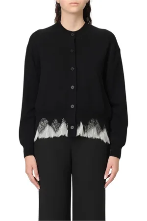 Alexander McQueen Stickade tröjor & koftor, Dam, S, Kashmir, Svart Cashmere Blandad Ribbstickad Tröja