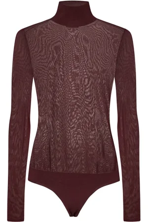 Khaite Topp, Dam, S, Bordeaux Ribbstickad Hög Hals Topp