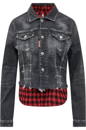 Dsquared2 Jacka, Dam, S, Denim, Rutig Skjortjacka