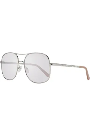 Guess Accessoarer, Dam, ONE Size, Silver Aviator Solglasögon med Spegellinser