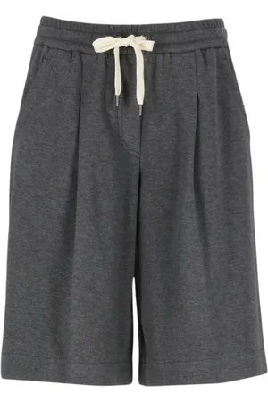 Brunello Cucinelli Shorts, Dam, M, Minimalistisk Grå Kort Jacka