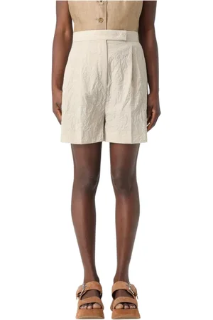 Max Mara Shorts, Dam, 2Xs, Linne, Veckad Linne Shorts