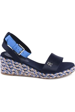 Tommy Hilfiger Skor, Dam, 38 EU, Polyester, Blå Kil Espadrilles Sandaler