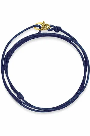 Nialaya Accessoarer, Herr, ONE Size, Nylon, Navy Wrap-Around String Bracelet with Gold Plating