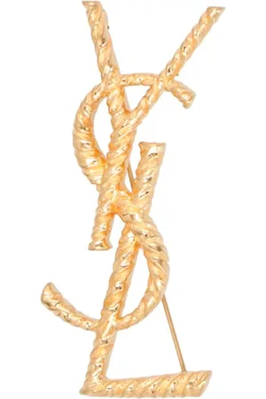 Saint Laurent Accessoarer, Dam, ONE Size, Guld Tiger Metall Brosch Tillverkad i Italien