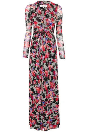 Diane von Furstenberg Klänning, Dam, S, Blommig Mesh V-ringad Klänning