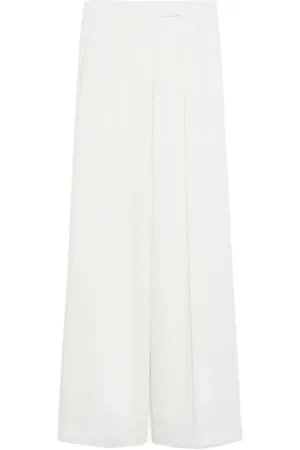 Max Mara Byxor, Dam, S, Vita Wide-Leg Ullbyxor