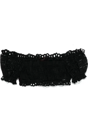 ERMANNO SCERVINO Blusar & Skjortor , Dam, M, Svart Off-Shoulder Cropped Topp