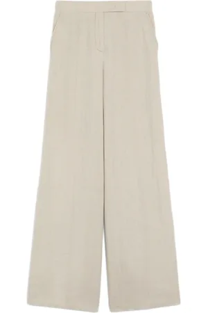 Max Mara Byxor, Dam, XS, Linne, Linnebyxor Med Breda Ben