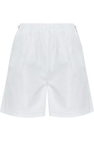 Max Mara Shorts, Dam, 2Xs, Bomull, Vita Shorts med Elastisk Midja