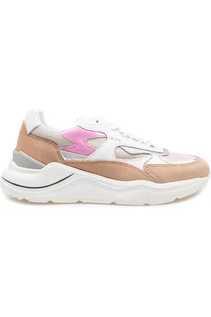 D.A.T.E. Skor, Dam, 36 EU, Läder, Ivory/Rosa Sport Sneakers i Läder och Tyg