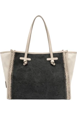 Gianni chiarini Väska, Dam, ONE Size, Läder, Minimalistisk Canvas Handväska med Läderhandtag