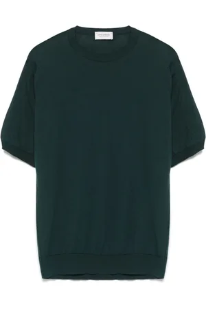 JOHN SMEDLEY Stickade tröjor & koftor, Herr, S, Skoggrön Crew Neck T-shirt