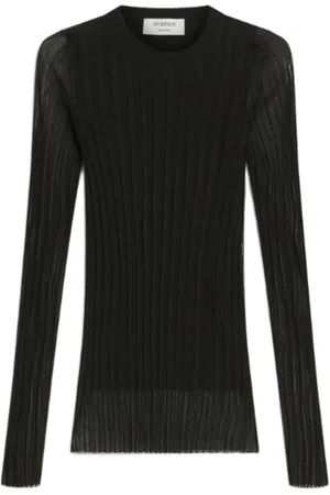 Sportmax Topp, Dam, S, Polyester, Svart Crewneck Fodrad Skjorta Tillverkad i Italien