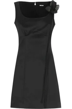 ROTATE Klänning, Dam, M, Svart Elegant Midi Klänning med Veckad Detalj