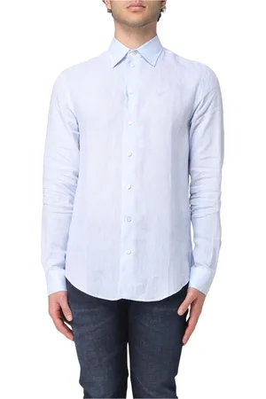 Emporio Armani Skjorta, Herr, XL, Linne, Klassisk Vit Skjorta Elegant Stil