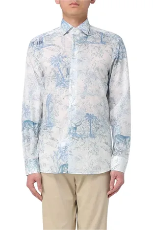 Etro Skjorta, Herr, 3Xl, Bomull, Jungle Skjorta Långärmad Stiligt Design