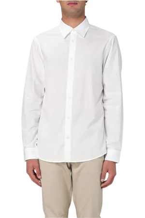 Armani Exchange Skjorta, Herr, S, Bomull, Vit Bomullsskjorta, Klassisk Design