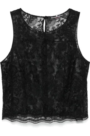 ERMANNO SCERVINO Topp, Dam, M, Svart Ärmlös Crew Neck Topp