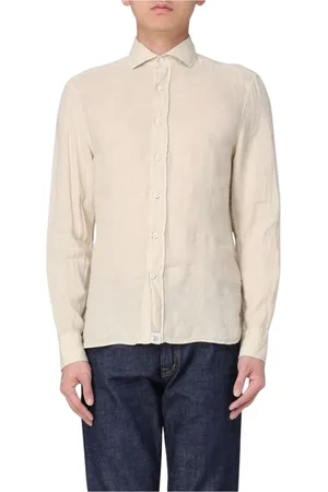 Peuterey Skjorta, Herr, XL, Linne, Vit Långärmad ButtonDown Skjorta