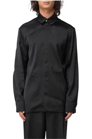 Jil Sander Skjorta, Herr, L, Svart Sidenskjorta, mångsidig och tidlös
