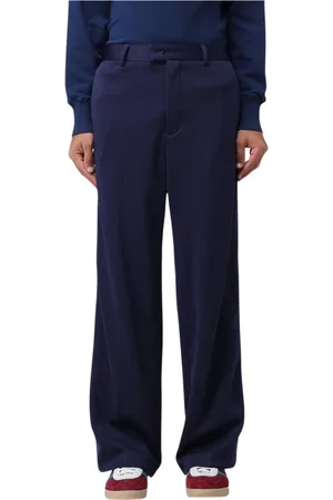 Msgm Byxor, Herr, M, Bomull, Blå Wide Leg Byxor för Män