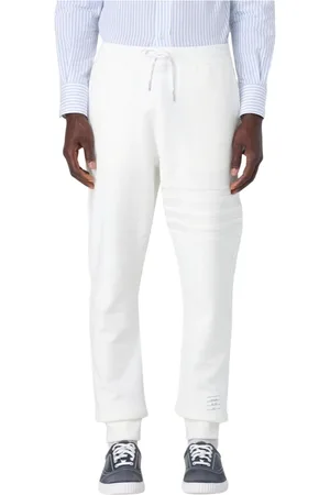 Thom Browne Byxor, Herr, XL, Elegant Vit Detalj Joggers