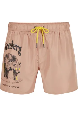 Iceberg Badkläder, Herr, XL, Puderrosa badshorts med ton-i-ton gummitryck och kontrasterande dragsko