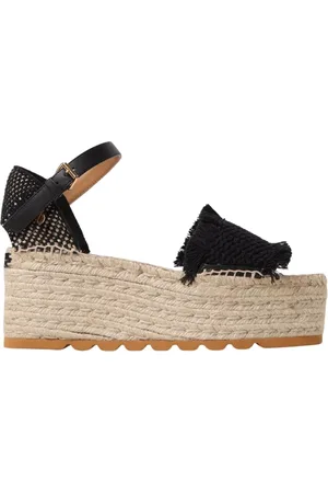 Stella McCartney Skor, Dam, 37 EU, Läder, Svarta Plattform Kil Sandaler