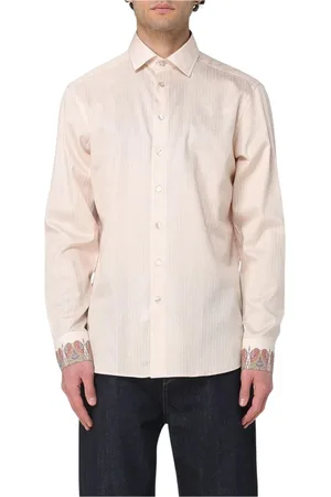 Etro Skjorta, Herr, M, Bomull, Randig Paisley Manschett Skjorta