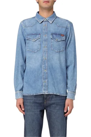 7 for all Mankind Skjorta, Herr, S, Denim, Western Style Denim Skjorta