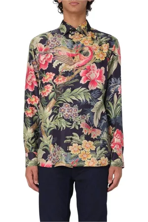 Etro Skjorta, Herr, 4Xl, Multifärgad Blommig Sidenskjorta för Män