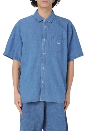 Obey Skjorta, Herr, M, Denim, Indigo Denim Skjorta Avslappnad Passform