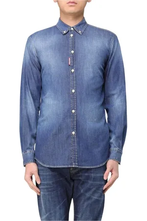 Dsquared2 Skjorta, Herr, L, Denim, Stilig Denim Skjorta Långärmad