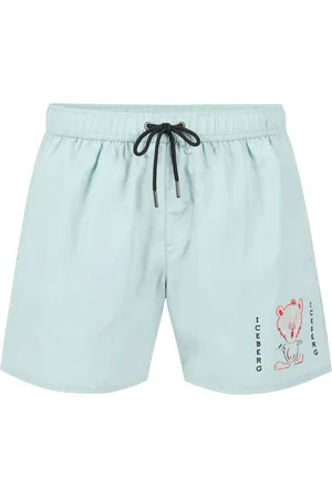 Iceberg Badkläder, Herr, M, Salvia gröna badshorts med tryck och dragsko