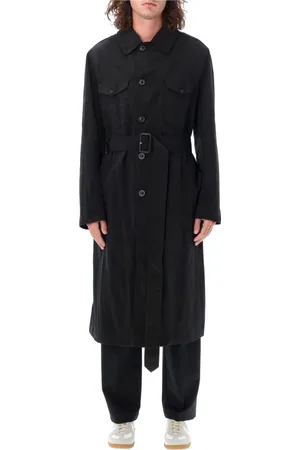 Maison Margiela Kappa, Herr, M, Läder, Vändbar Svart Trenchcoat Ytterkläder Aw24
