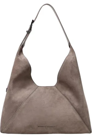 Brunello Cucinelli Väska, Dam, ONE Size, Läder, Grå läder axel hobo väska