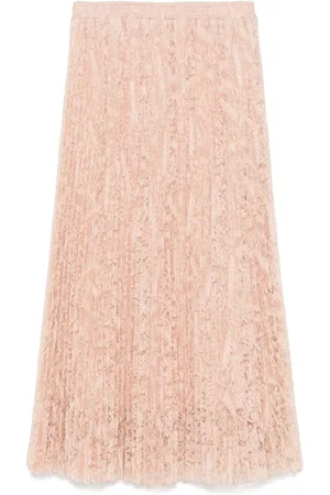 ERMANNO SCERVINO Kjol, Dam, M, Veckad Midi Kjol i Puder