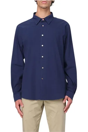 Paul Smith Skjorta, Herr, L, Bomull, Blå Bomullsskjorta, Klassisk Design