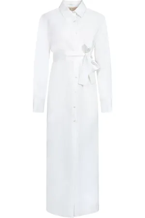 BLANCA Klänning, Dam, M, Linne, Vit Linneskjortklänning Elegant Stil